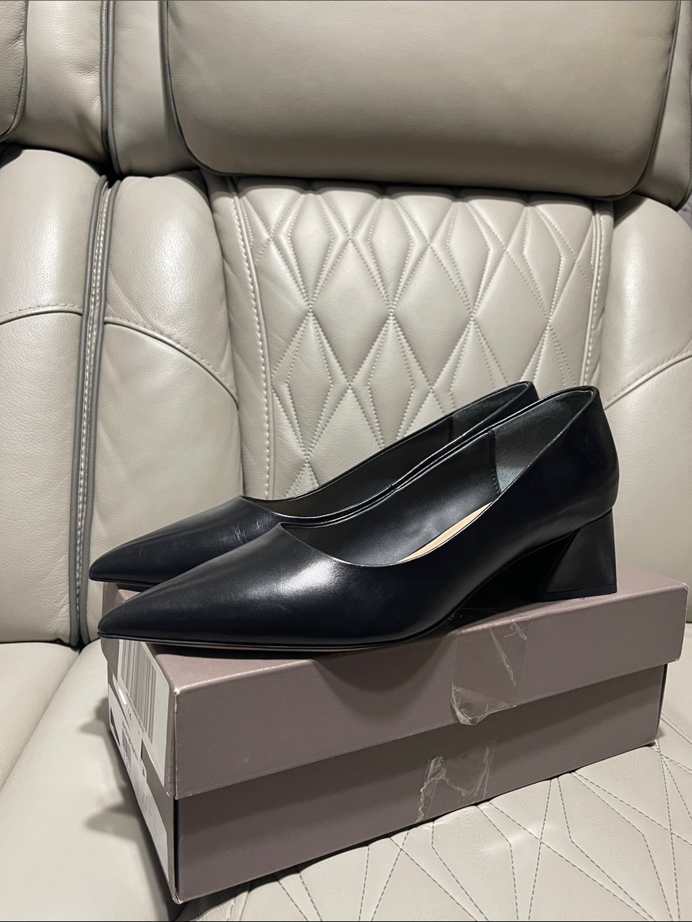 Franco Sarto Black Pointed-Toe Block Heel Pumps - Picture 3 of 12